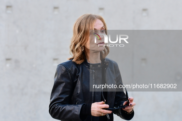 Isabelle Huppert attends the remake of the light factories in Lyon, France, on October 19, 2024. 