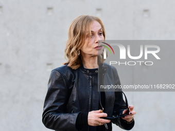 Isabelle Huppert attends the remake of the light factories in Lyon, France, on October 19, 2024. (