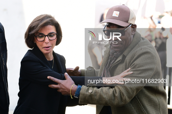 Rachida Dati, Minister of Culture, and Lucien Jean Baptiste attend the remake of the light factories in Lyon, France, on October 19, 2024. 