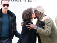 Rachida Dati, Minister of Culture, and Lucien Jean Baptiste attend the remake of the light factories in Lyon, France, on October 19, 2024. (