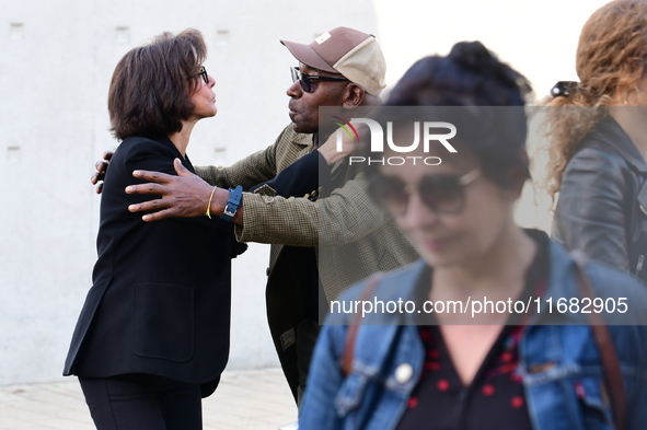 Rachida Dati, Minister of Culture, and Lucien Jean Baptiste attend the remake of the light factories in Lyon, France, on October 19, 2024. 