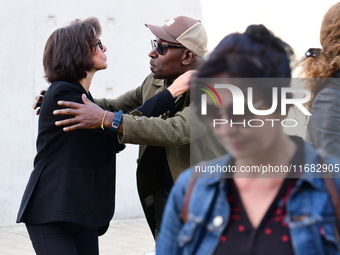 Rachida Dati, Minister of Culture, and Lucien Jean Baptiste attend the remake of the light factories in Lyon, France, on October 19, 2024. (