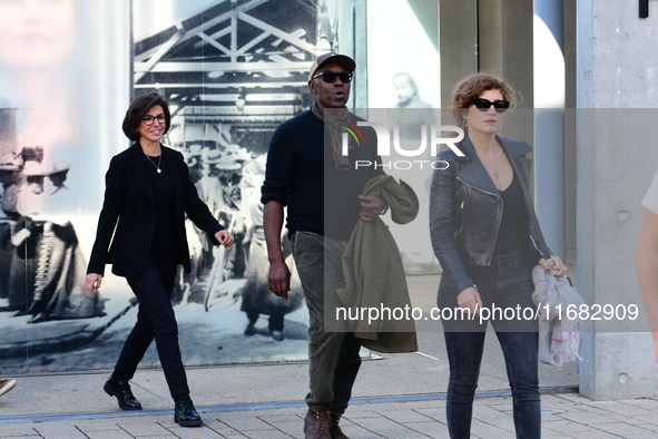 Rachida Dati, Minister of Culture, and Isabelle Huppert attend the remake of the light factories in Lyon, France, on October 19, 2024. 