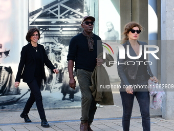 Rachida Dati, Minister of Culture, and Isabelle Huppert attend the remake of the light factories in Lyon, France, on October 19, 2024. (