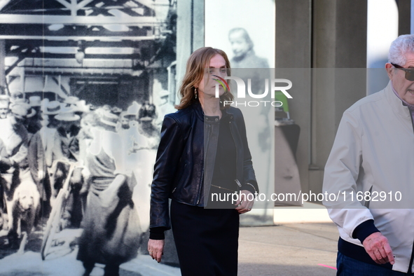 Isabelle Huppert attends the remake of the light factories in Lyon, France, on October 19, 2024. 