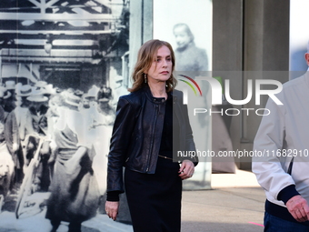 Isabelle Huppert attends the remake of the light factories in Lyon, France, on October 19, 2024. (