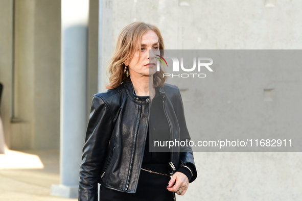 Isabelle Huppert attends the remake of the light factories in Lyon, France, on October 19, 2024. 