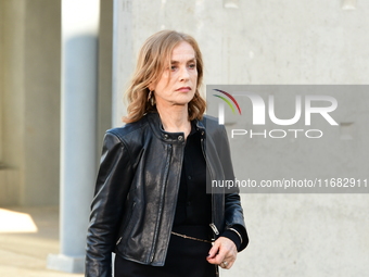 Isabelle Huppert attends the remake of the light factories in Lyon, France, on October 19, 2024. (