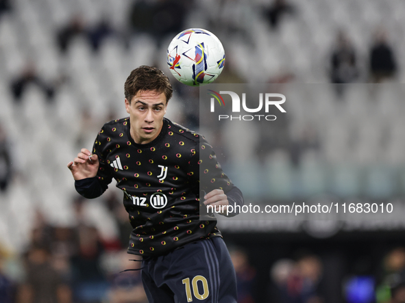 Kenan Yildiz participates in the Serie A 2024-2025 match between Juventus and Lazio in Turin, Italy, on October 19, 2024. 