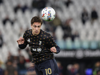 Kenan Yildiz participates in the Serie A 2024-2025 match between Juventus and Lazio in Turin, Italy, on October 19, 2024. (