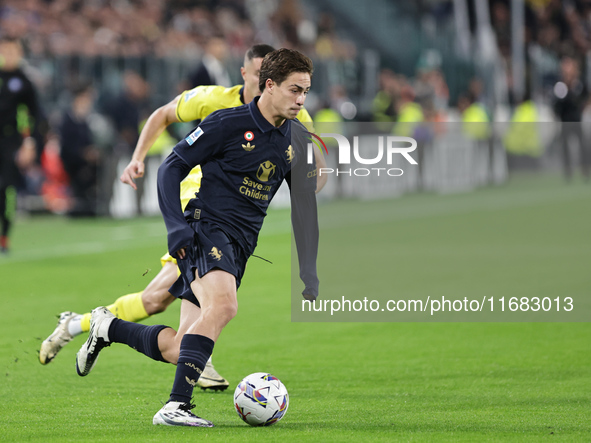 Kenan Yildiz participates in the Serie A 2024-2025 match between Juventus and Lazio in Turin, Italy, on October 19, 2024. 