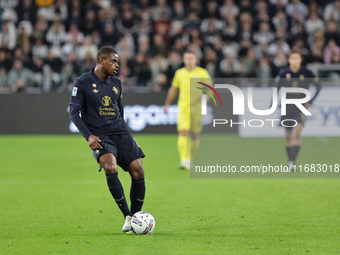 Pierre Kalulu participates in the Serie A 2024-2025 match between Juventus and Lazio in Turin, Italy, on October 19, 2024. (