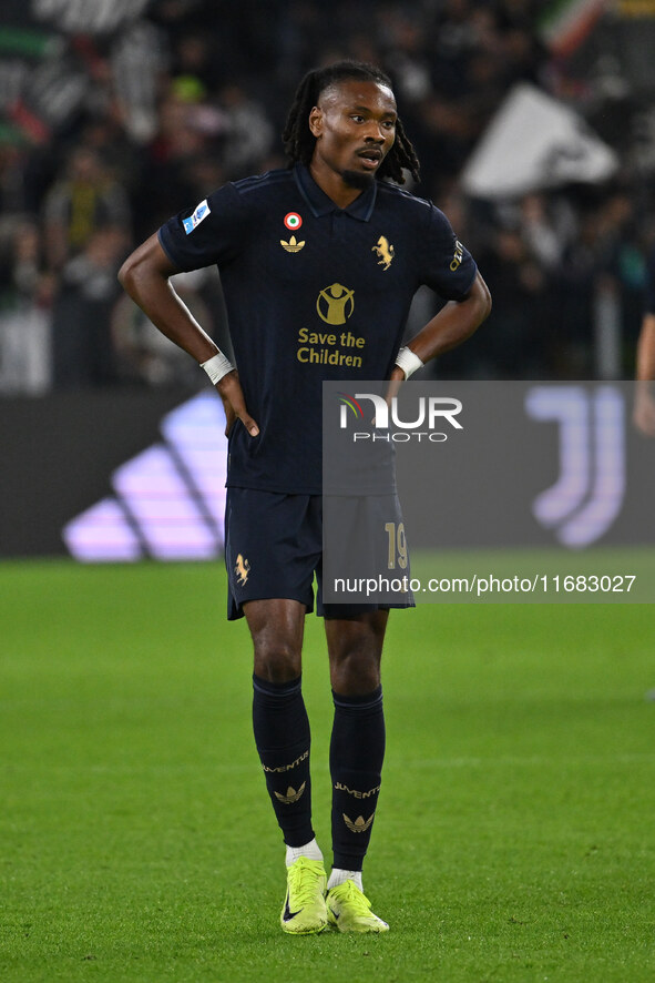 Khephren Thuram of Juventus F.C. participates in the 8th day of the Serie A Championship between Juventus F.C. and S.S. Lazio at Allianz Sta...