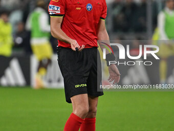 Referee Juan Luca Sacchi officiates during the 8th day of the Serie A Championship between Juventus F.C. and S.S. Lazio at Allianz Stadium i...