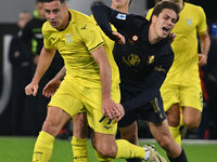 Adam Marusic and Nicolo Rovella of S.S. Lazio and Kenan Yildiz of Juventus F.C. are in action during the 8th day of the Serie A Championship...