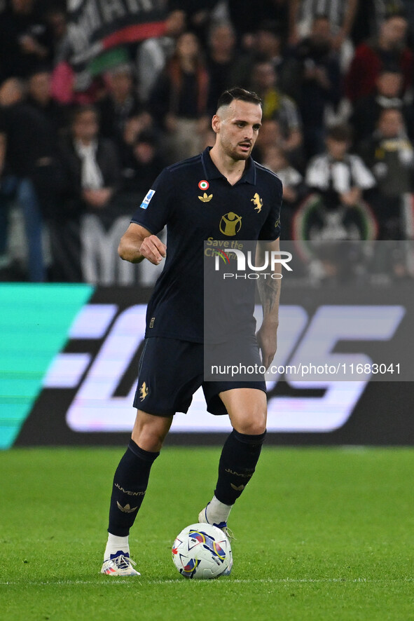 Federico Gatti of Juventus F.C. is in action during the 8th day of the Serie A Championship between Juventus F.C. and S.S. Lazio at Allianz...