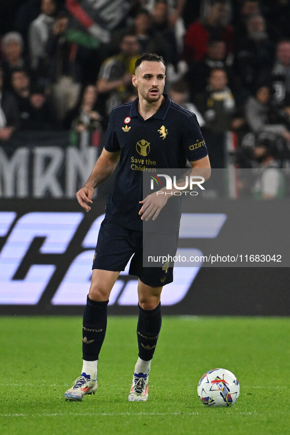 Federico Gatti of Juventus F.C. is in action during the 8th day of the Serie A Championship between Juventus F.C. and S.S. Lazio at Allianz...