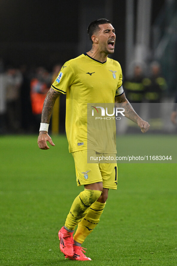 Mattia Zaccagni of S.S. Lazio participates in the 8th day of the Serie A Championship between Juventus F.C. and S.S. Lazio at Allianz Stadiu...