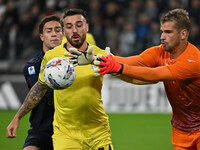 Mario Gila and Ivan Provedel of S.S. Lazio are in action during the 8th day of the Serie A Championship between Juventus F.C. and S.S. Lazio...