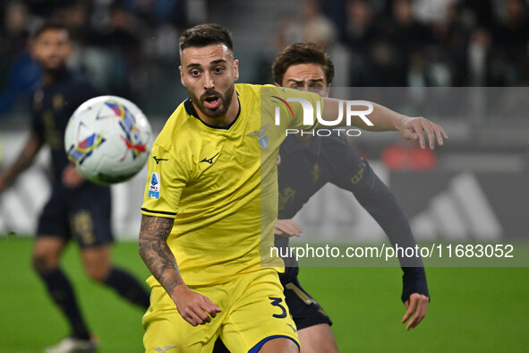 Mario Gila of S.S. Lazio is in action during the 8th day of the Serie A Championship between Juventus F.C. and S.S. Lazio at Allianz Stadium...