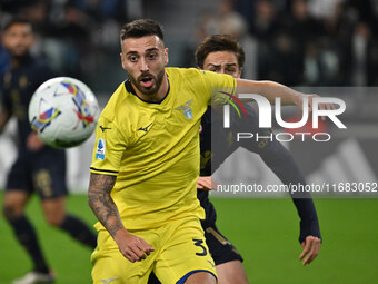 Mario Gila of S.S. Lazio is in action during the 8th day of the Serie A Championship between Juventus F.C. and S.S. Lazio at Allianz Stadium...