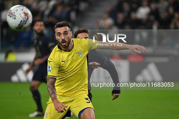 Mario Gila of S.S. Lazio is in action during the 8th day of the Serie A Championship between Juventus F.C. and S.S. Lazio at Allianz Stadium...