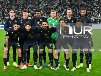 Juventus F.C. players pose for a team photo during the 8th day of the Serie A Championship between Juventus F.C. and S.S. Lazio at Allianz S...