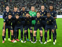 Juventus F.C. players pose for a team photo during the 8th day of the Serie A Championship between Juventus F.C. and S.S. Lazio at Allianz S...