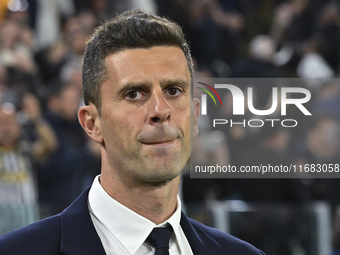 Thiago Motta coaches Juventus F.C. during the 8th day of the Serie A Championship between Juventus F.C. and S.S. Lazio at Allianz Stadium in...