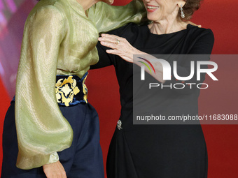 Golshifteh Farahani and Azar Nafisi attend the ''Reading Lolita In Tehran'' red carpet during the 19th Rome Film Festival at Auditorium Parc...