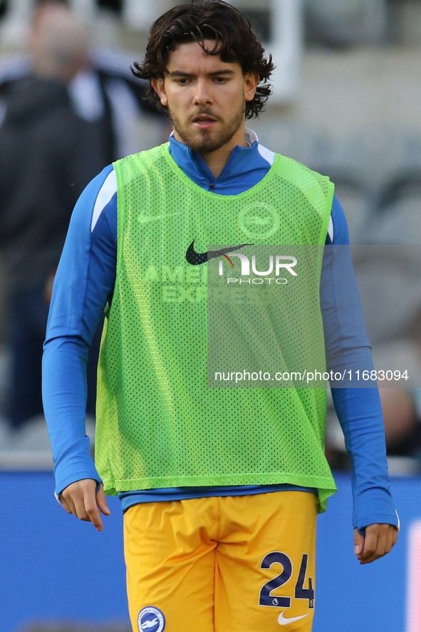 Brighton and Hove Albion's Ferdi Kadioglu participates in the Premier League match between Newcastle United and Brighton and Hove Albion at...