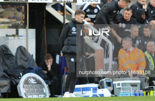 Brighton and Hove Albion Head Coach Fabian Hurzeler is present during the Premier League match between Newcastle United and Brighton and Hov...