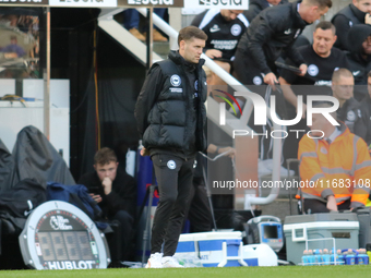 Brighton and Hove Albion Head Coach Fabian Hurzeler is present during the Premier League match between Newcastle United and Brighton and Hov...