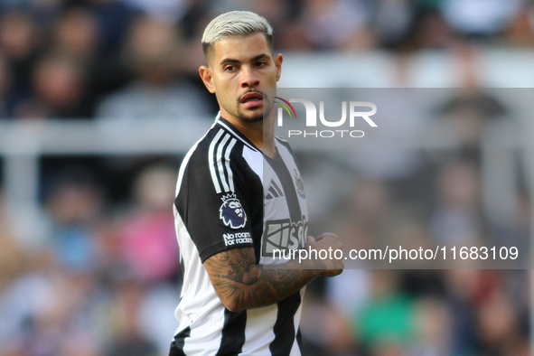 Bruno Guimaraes of Newcastle United plays during the Premier League match between Newcastle United and Brighton and Hove Albion at St. James...