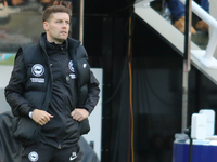 Brighton and Hove Albion Head Coach Fabian Hurzeler is present during the Premier League match between Newcastle United and Brighton and Hov...