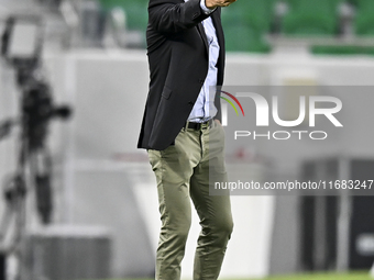 Igor Bisan Bisan, head coach of Al Ahli SC, reacts during the Ooredoo Qatar Stars League 24/25 match between Al Ahli SC and Al Duhail SC at...