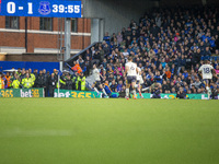 Michael Keane of Everton celebrates with teammates after making it 2-0 during the Premier League match between Ipswich Town and Everton at P...