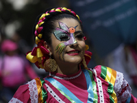 Regional dance takes place during the parade of monumental alebrijes in Mexico City, Mexico, on October 19, 2024, from the Zocalo to Paseo d...