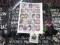 A clothesline of bras is placed at the Glorieta de las Mujeres que Luchan in Mexico City, Mexico, on October 19, 2024, by women who survive...