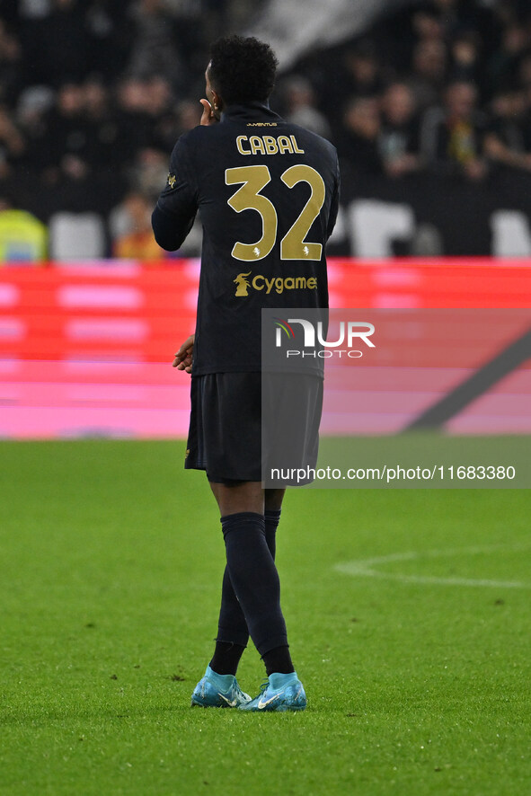 Juan Cabal of Juventus F.C. celebrates after scoring the goal of 1-0 during the 8th day of the Serie A Championship between Juventus F.C. an...