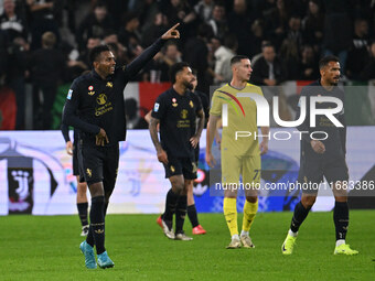 Juan Cabal of Juventus F.C. celebrates after scoring the goal of 1-0 during the 8th day of the Serie A Championship between Juventus F.C. an...