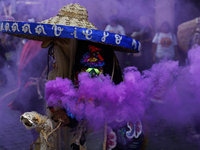 Regional dance takes place during the parade of monumental alebrijes in Mexico City, Mexico, on October 19, 2024, from the Zocalo to Paseo d...