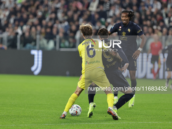 Dusan Vlahovic participates in the Serie A 2024-2025 match between Juventus and Lazio in Turin, Italy, on October 19, 2024 