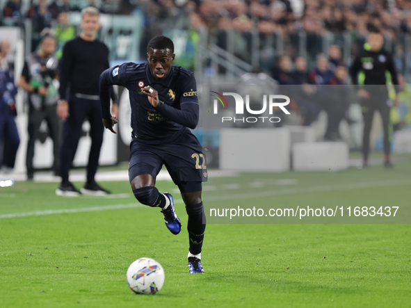 Timothy Weah participates in the Serie A 2024-2025 match between Juventus and Lazio in Turin, Italy, on October 19, 2024. 