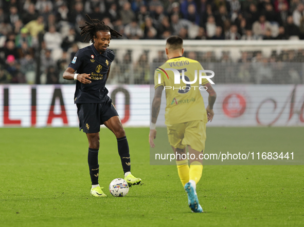 Khephren Thuram participates in the Serie A 2024-2025 match between Juventus and Lazio in Turin, Italy, on October 19, 2024. 