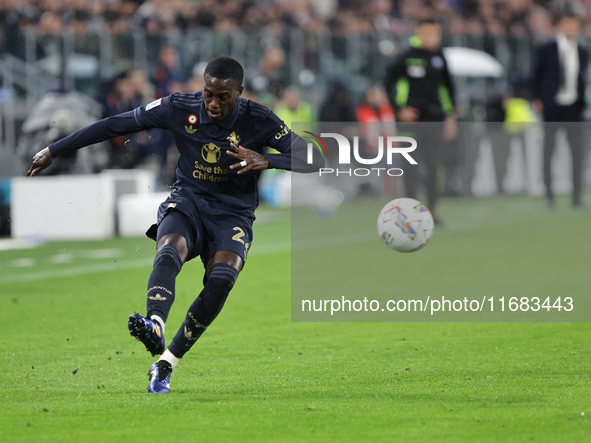 Timothy Weah participates in the Serie A 2024-2025 match between Juventus and Lazio in Turin, Italy, on October 19, 2024. 