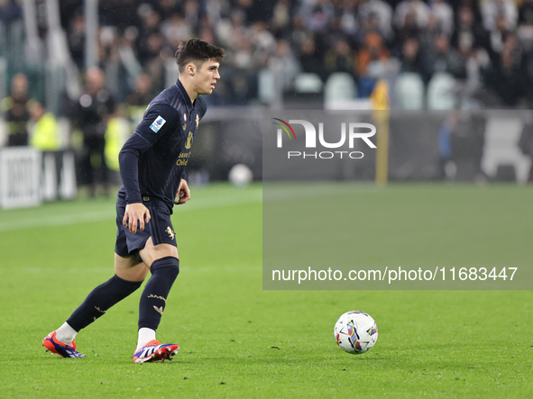 Vasilije Adzic participates in the Serie A 2024-2025 match between Juventus and Lazio in Turin, Italy, on October 19, 2024 