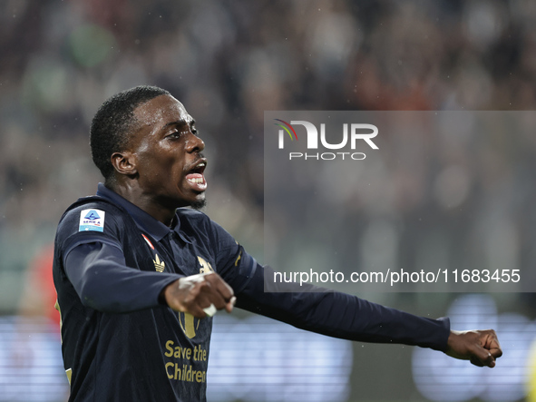 Timothy Weah participates in the Serie A 2024-2025 match between Juventus and Lazio in Turin, Italy, on October 19, 2024. 