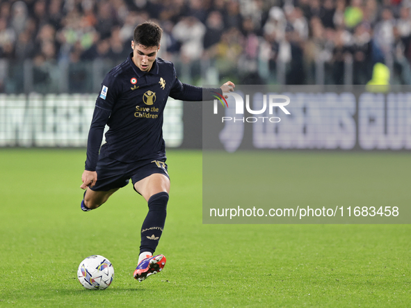 Vasilije Adzic participates in the Serie A 2024-2025 match between Juventus and Lazio in Turin, Italy, on October 19, 2024 