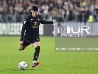 Vasilije Adzic participates in the Serie A 2024-2025 match between Juventus and Lazio in Turin, Italy, on October 19, 2024 (